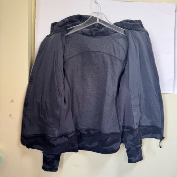 Lululemon Scuba Hoodie Light Cotton Fleece Jacket Pockets Zip Camo Deep Coal 10 - Picture 8 of 16